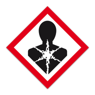 Piktogramm GHS-08 in stilisiertem Blau, Gesundheitsgefahr durch Schadstoffe und Langzeitwirkungen